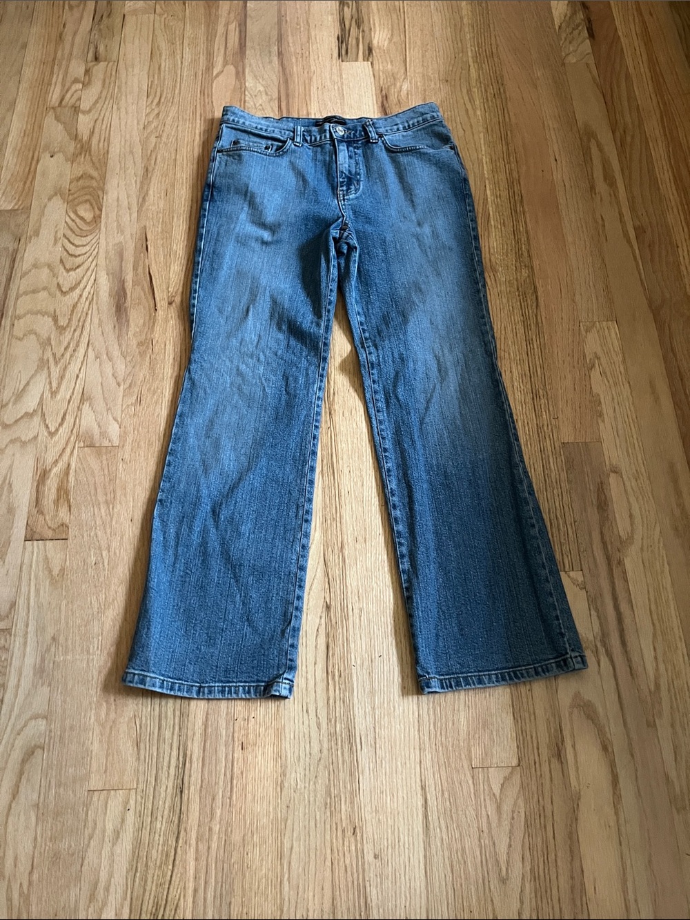 New York & Company Medium Blue Flare Jeans - Wide Leg
